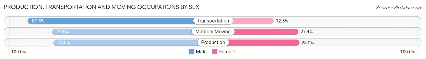 Production, Transportation and Moving Occupations by Sex in Sioux City
