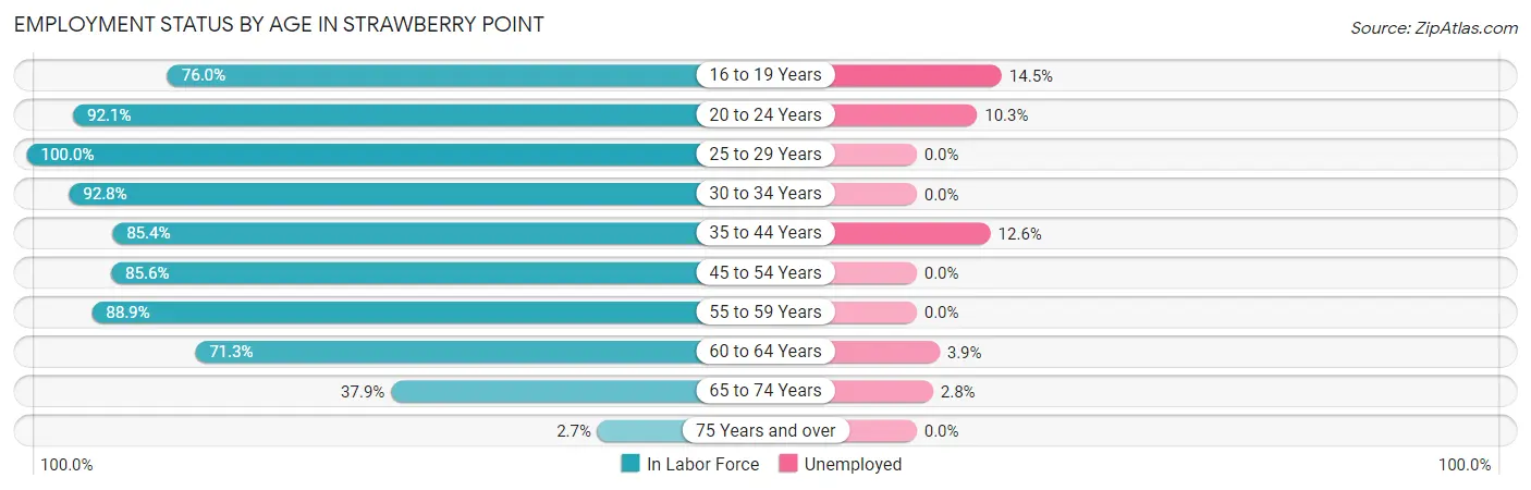 Employment Status by Age in Strawberry Point
