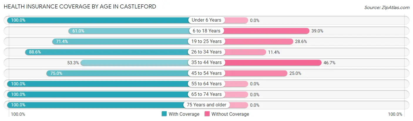 Health Insurance Coverage by Age in Castleford