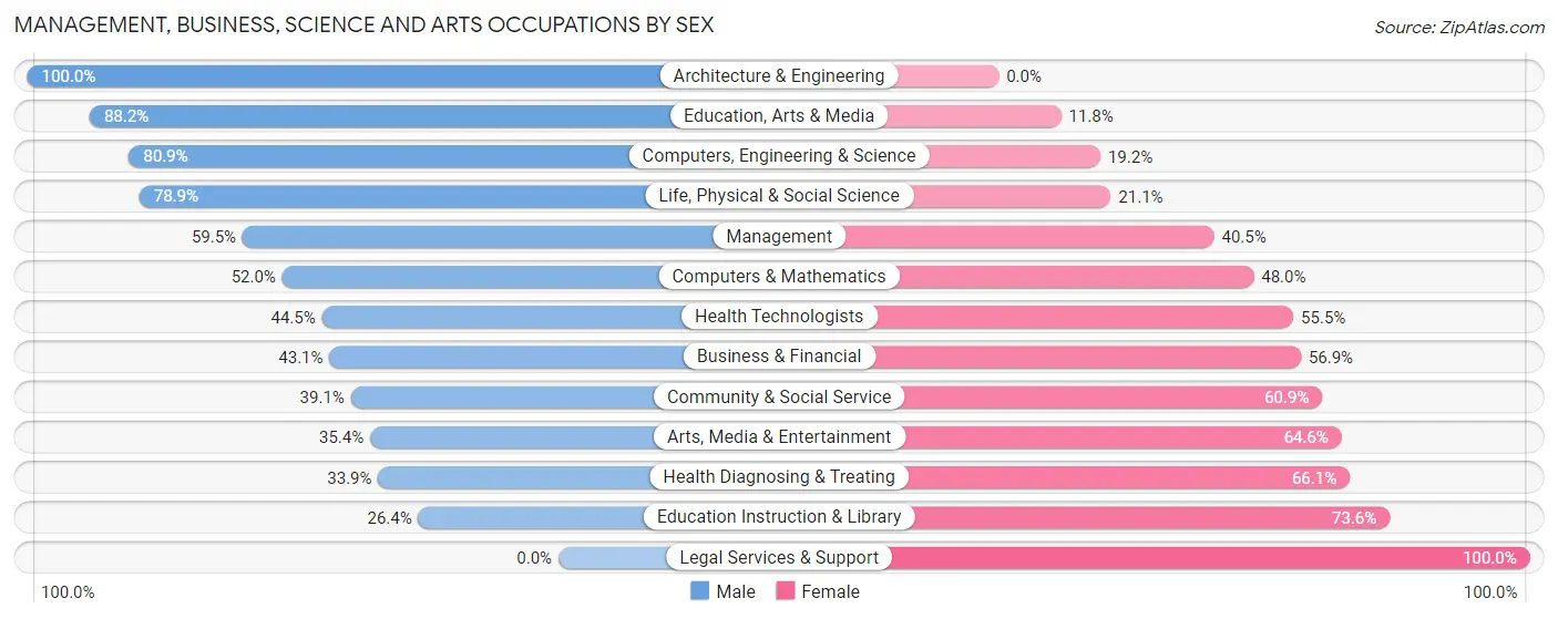 Management, Business, Science and Arts Occupations by Sex in Chubbuck