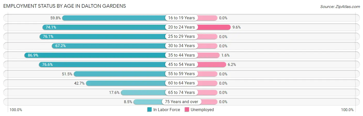 Employment Status by Age in Dalton Gardens