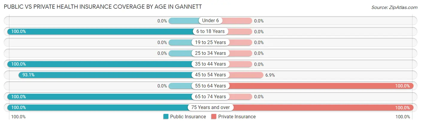 Public vs Private Health Insurance Coverage by Age in Gannett