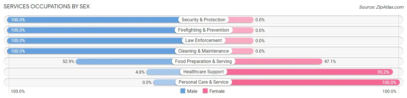 Services Occupations by Sex in Hauser