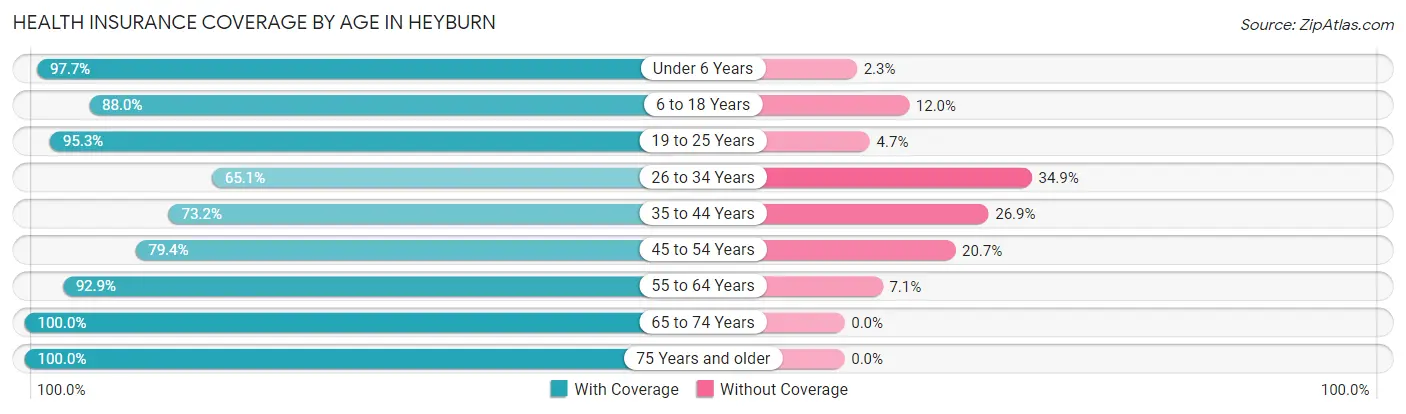 Health Insurance Coverage by Age in Heyburn