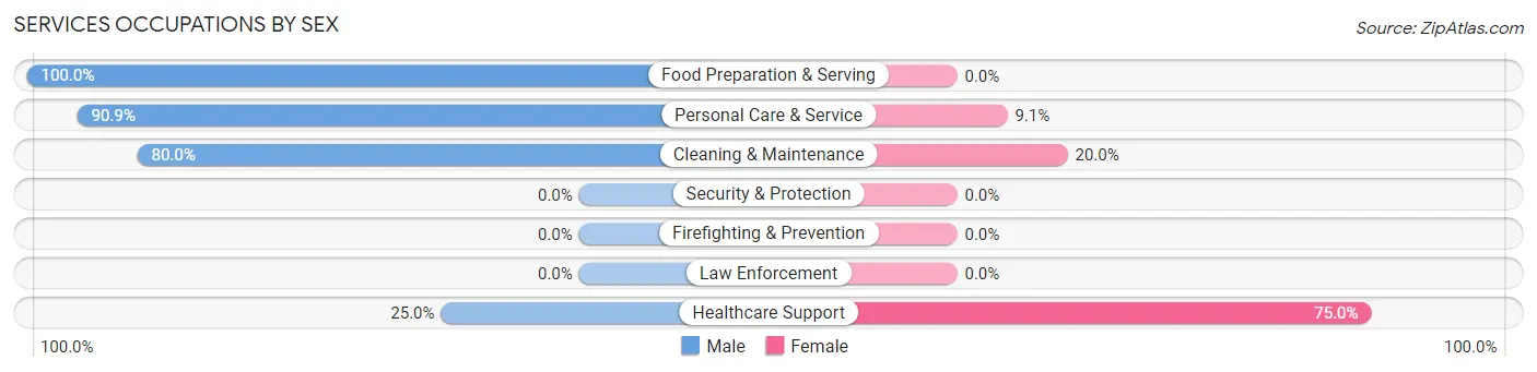 Services Occupations by Sex in Horseshoe Bend