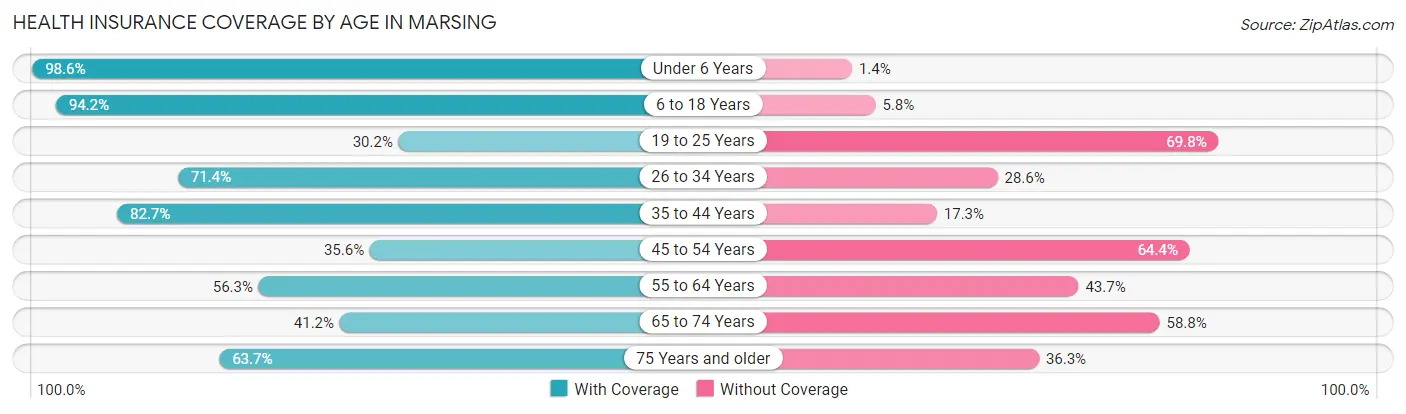 Health Insurance Coverage by Age in Marsing