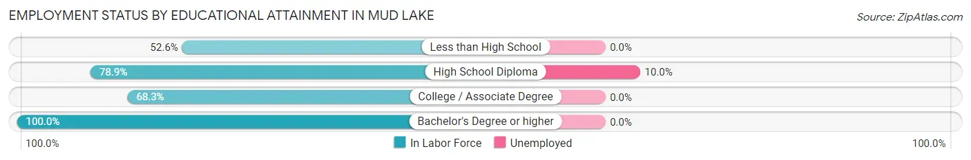 Employment Status by Educational Attainment in Mud Lake