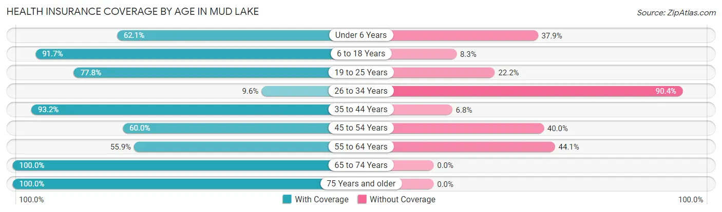 Health Insurance Coverage by Age in Mud Lake