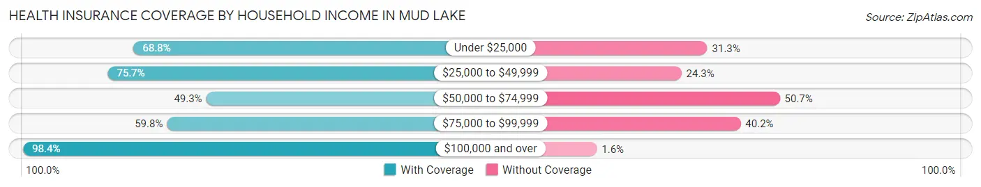 Health Insurance Coverage by Household Income in Mud Lake