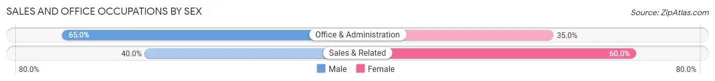 Sales and Office Occupations by Sex in Mud Lake
