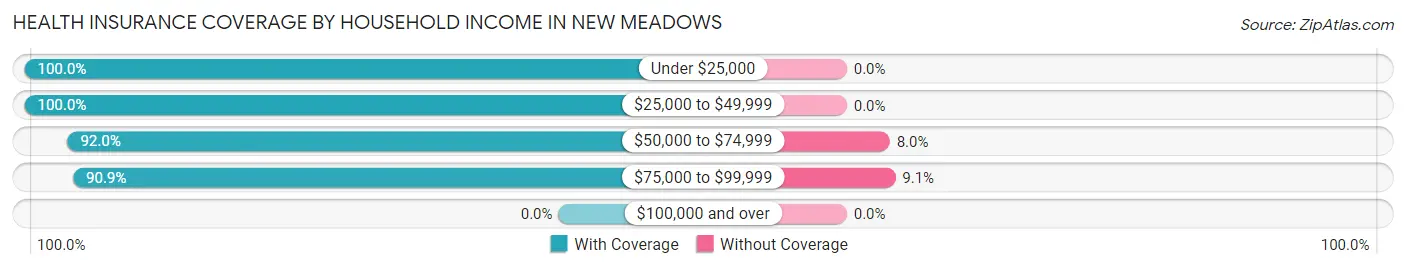 Health Insurance Coverage by Household Income in New Meadows
