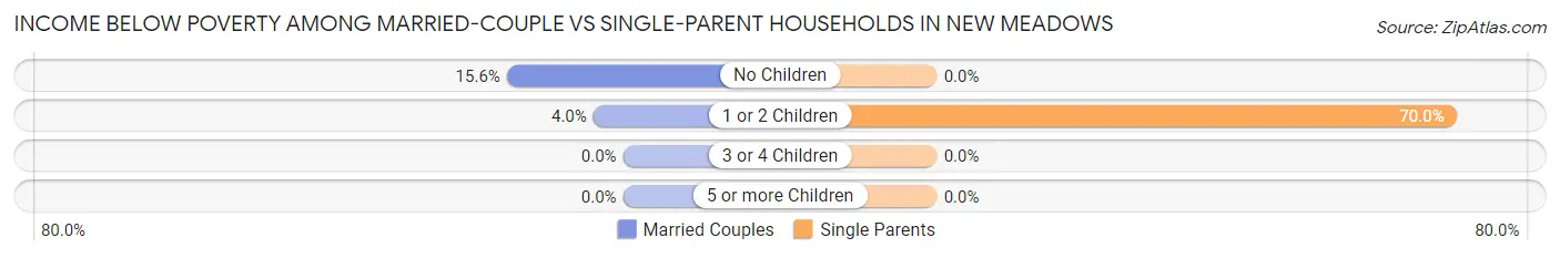 Income Below Poverty Among Married-Couple vs Single-Parent Households in New Meadows