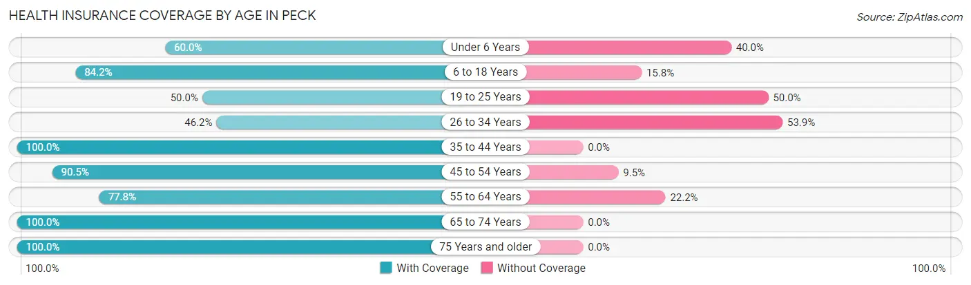 Health Insurance Coverage by Age in Peck