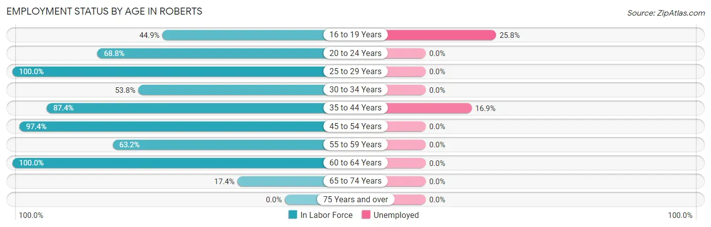 Employment Status by Age in Roberts