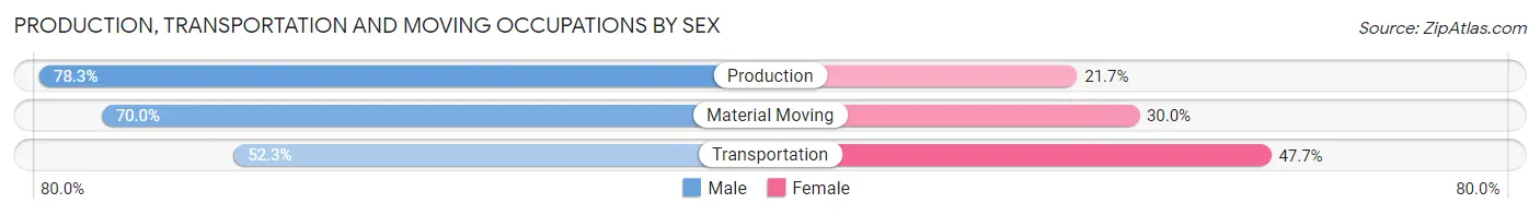 Production, Transportation and Moving Occupations by Sex in Sandpoint