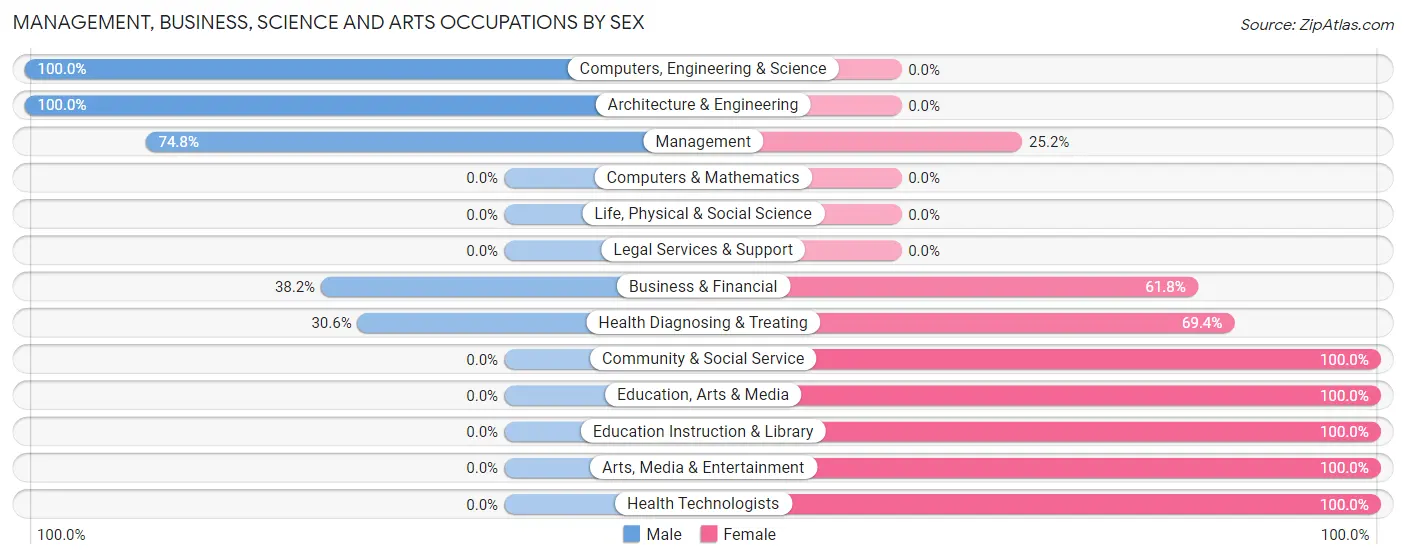 Management, Business, Science and Arts Occupations by Sex in Spirit Lake