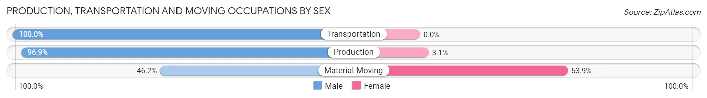 Production, Transportation and Moving Occupations by Sex in Spirit Lake