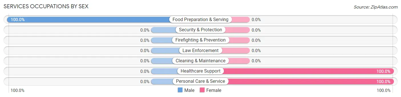 Services Occupations by Sex in Tensed