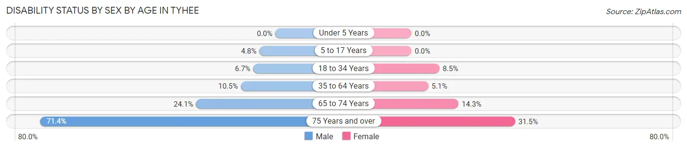 Disability Status by Sex by Age in Tyhee