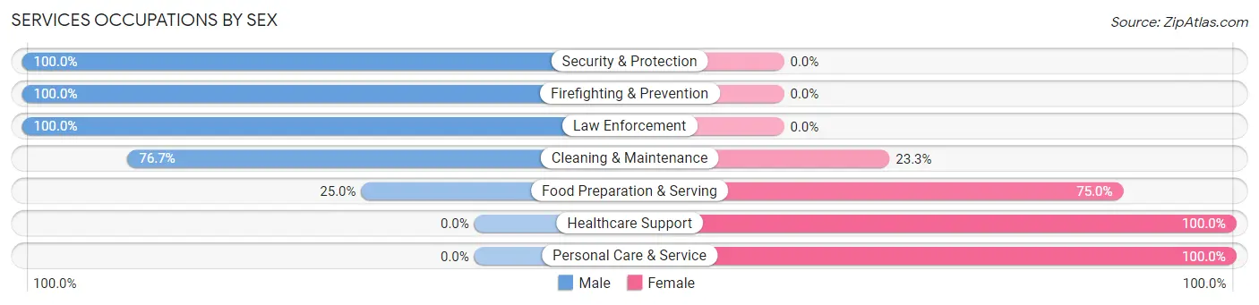 Services Occupations by Sex in Weiser