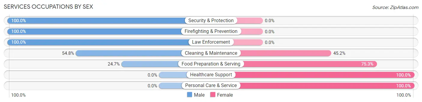 Services Occupations by Sex in Wendell