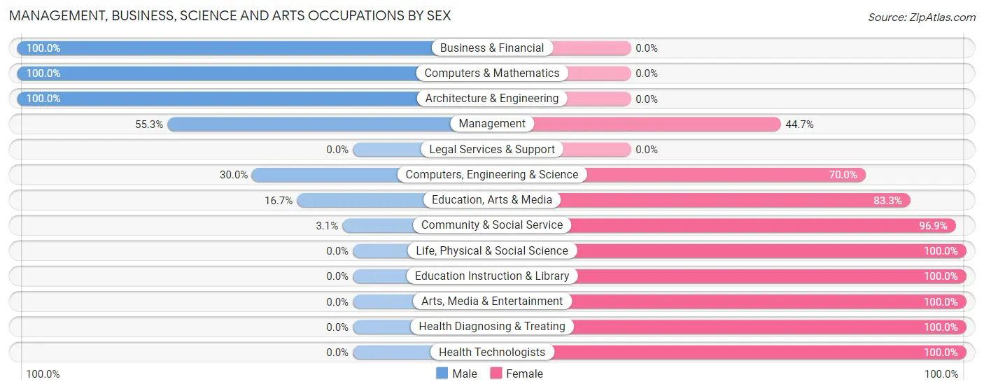Management, Business, Science and Arts Occupations by Sex in Wilder