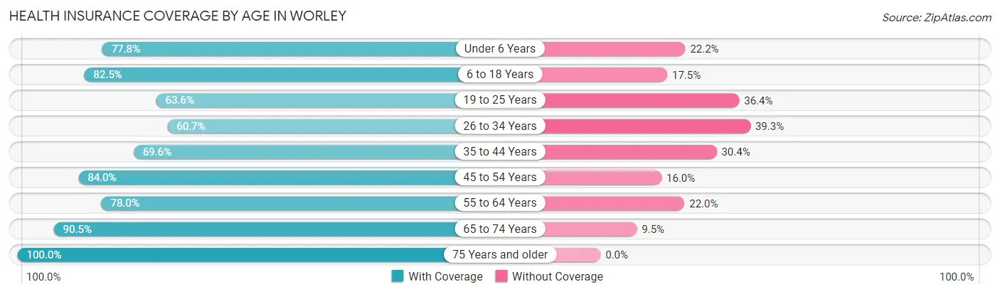 Health Insurance Coverage by Age in Worley