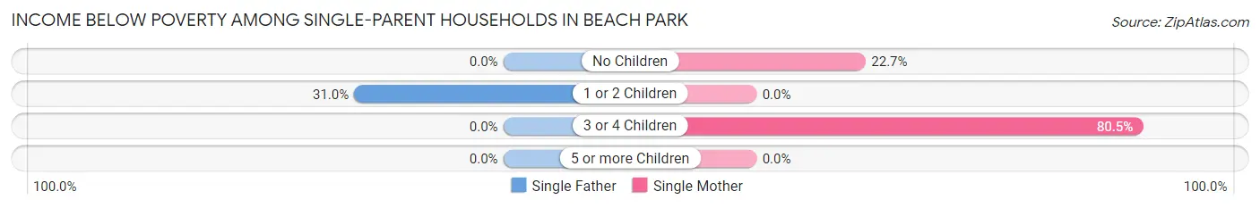 Income Below Poverty Among Single-Parent Households in Beach Park