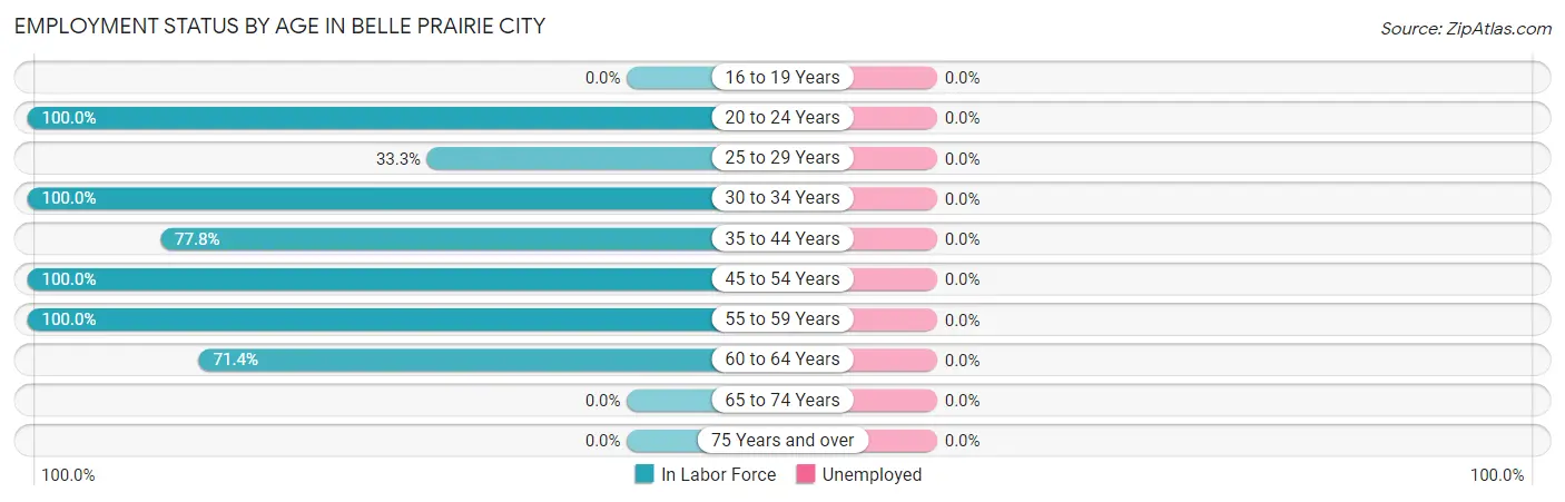 Employment Status by Age in Belle Prairie City