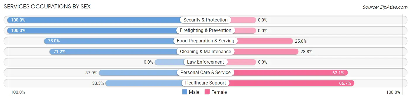 Services Occupations by Sex in Caseyville