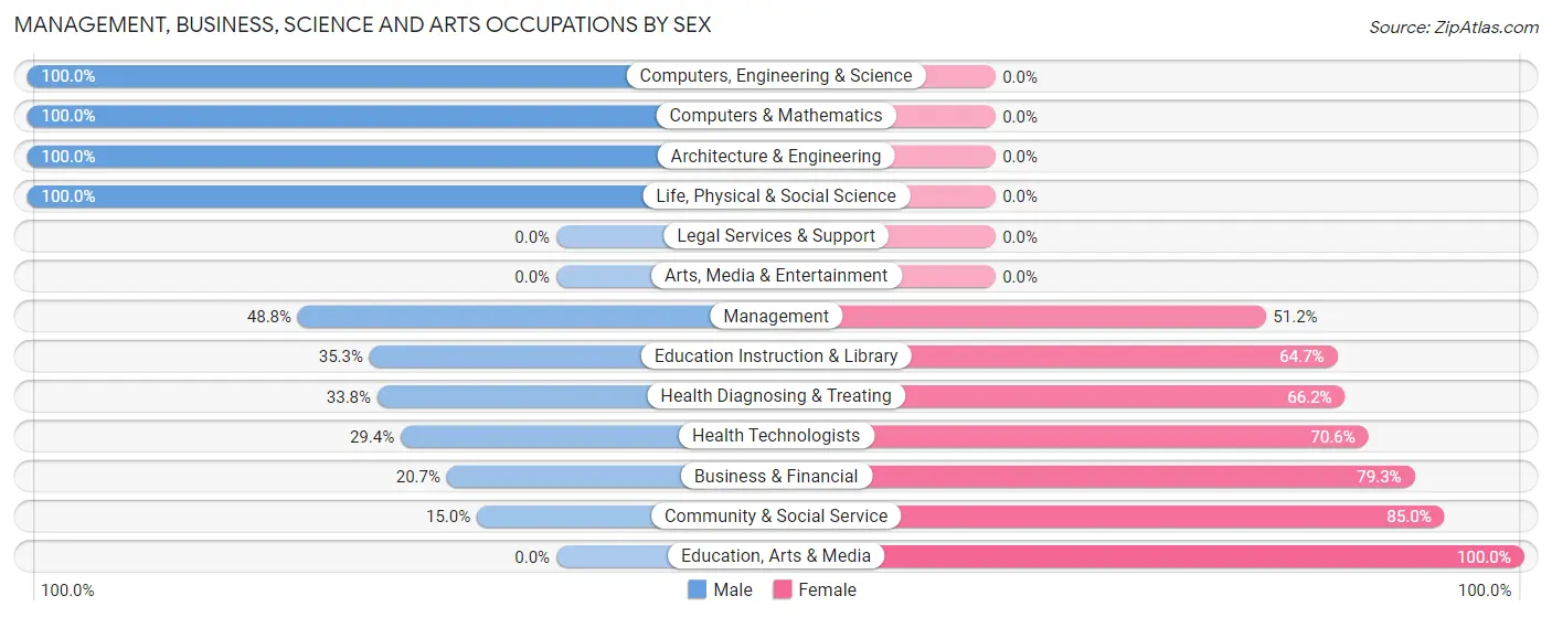 Management, Business, Science and Arts Occupations by Sex in Christopher