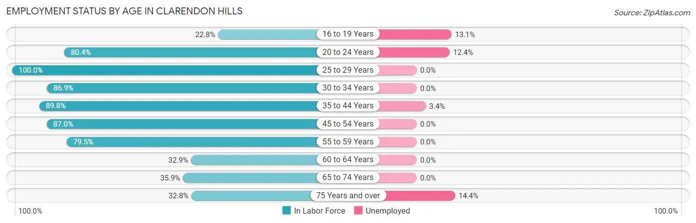 Employment Status by Age in Clarendon Hills
