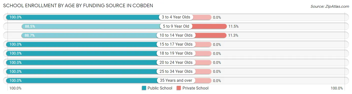 School Enrollment by Age by Funding Source in Cobden