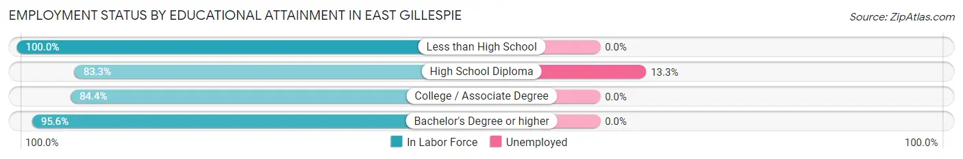 Employment Status by Educational Attainment in East Gillespie