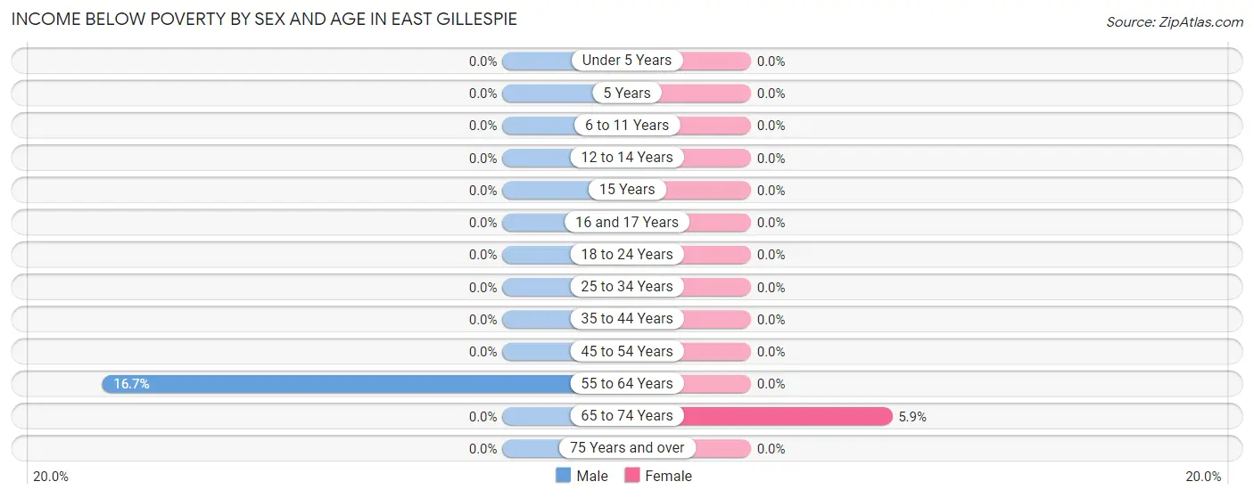 Income Below Poverty by Sex and Age in East Gillespie
