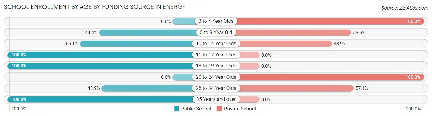 School Enrollment by Age by Funding Source in Energy