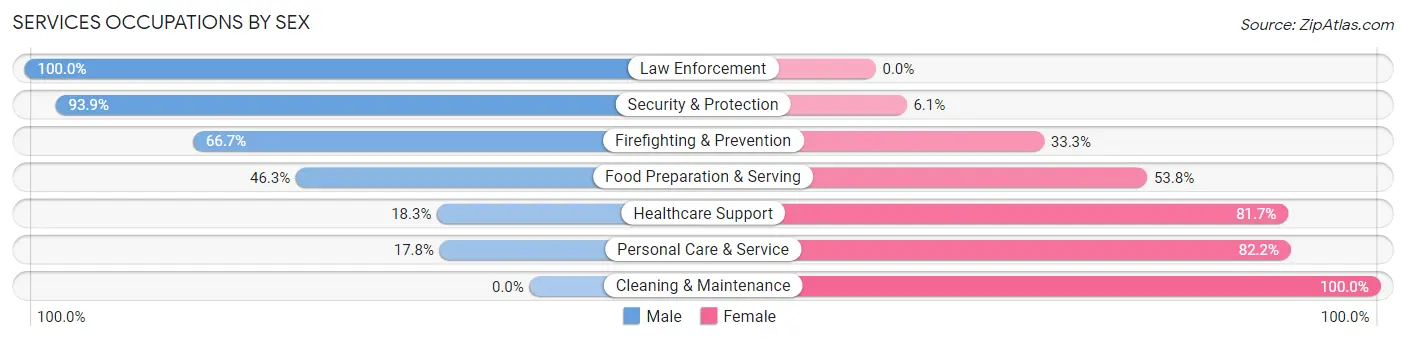 Services Occupations by Sex in Frankfort Square