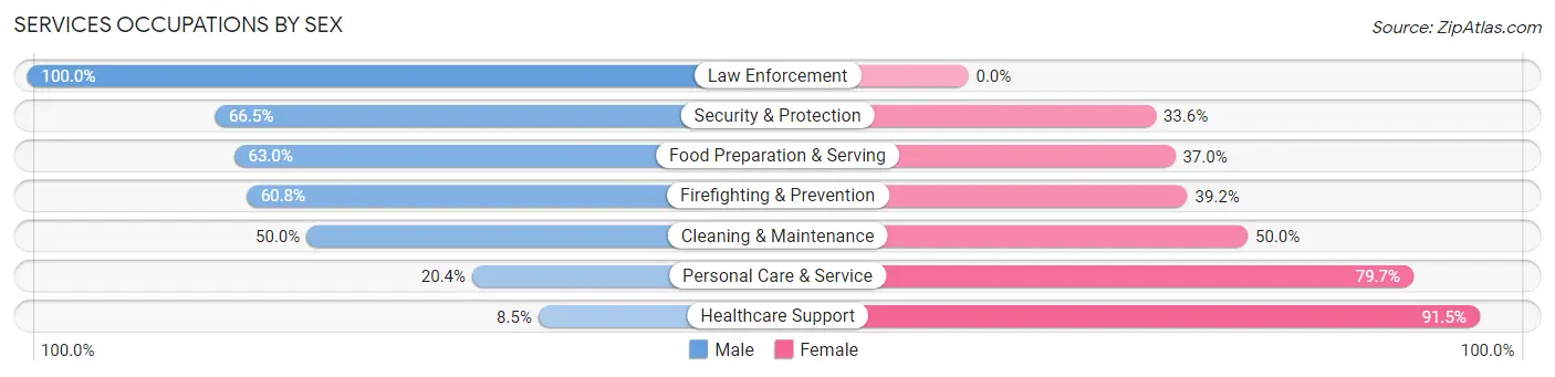 Services Occupations by Sex in Glenview