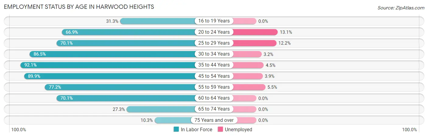 Employment Status by Age in Harwood Heights