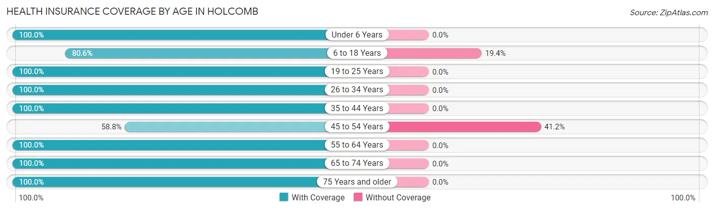 Health Insurance Coverage by Age in Holcomb