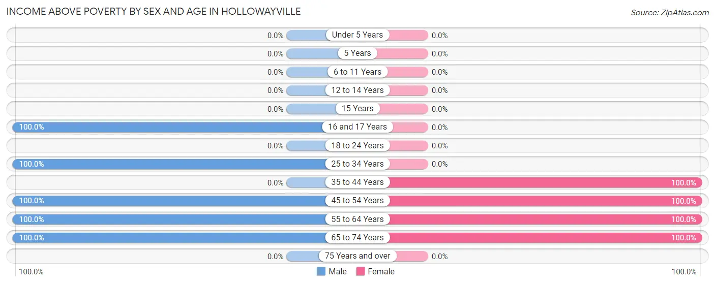 Income Above Poverty by Sex and Age in Hollowayville