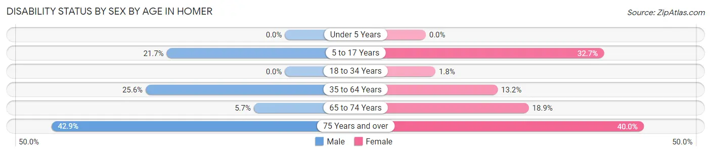 Disability Status by Sex by Age in Homer