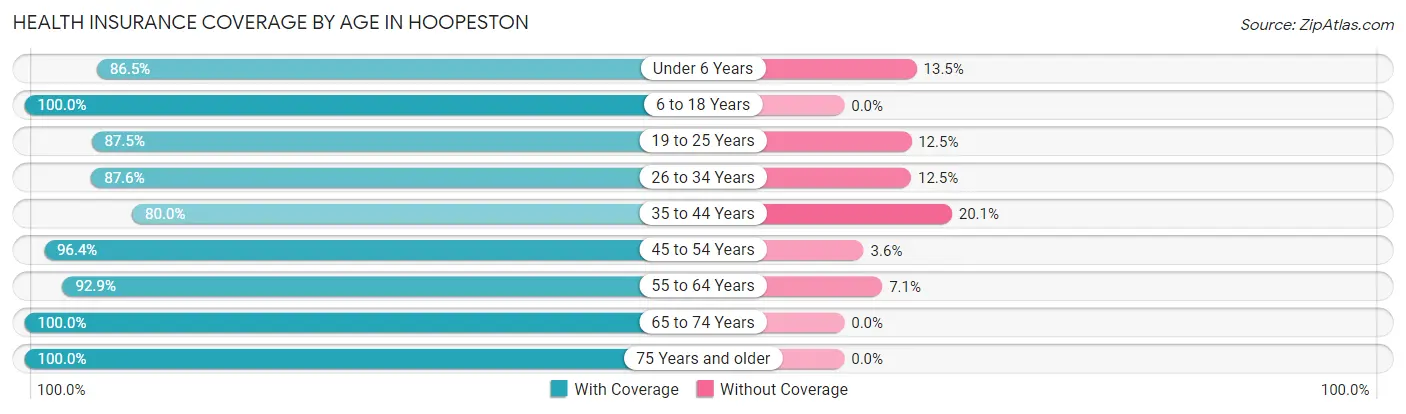 Health Insurance Coverage by Age in Hoopeston