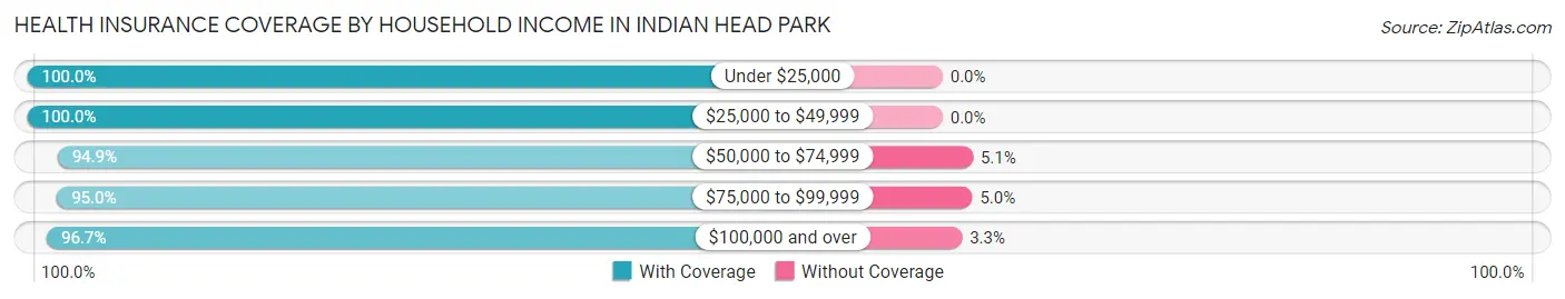 Health Insurance Coverage by Household Income in Indian Head Park