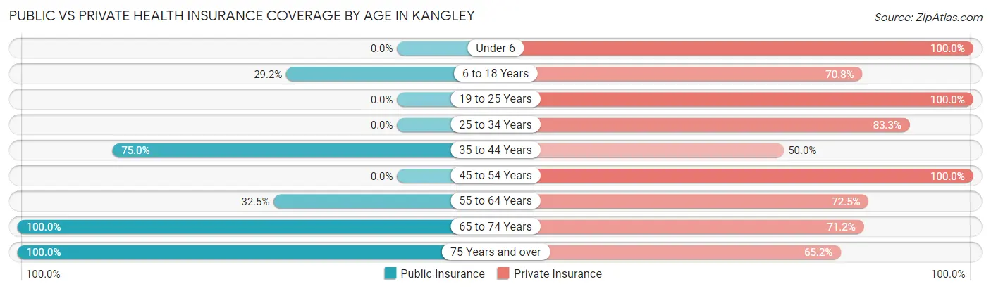 Public vs Private Health Insurance Coverage by Age in Kangley