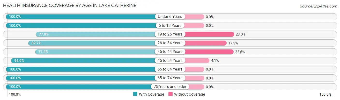 Health Insurance Coverage by Age in Lake Catherine