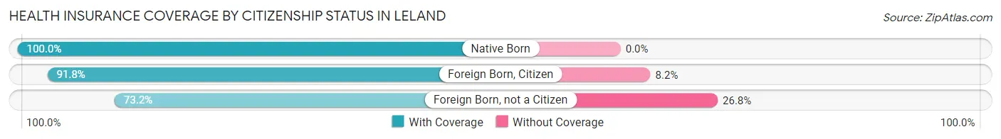 Health Insurance Coverage by Citizenship Status in Leland