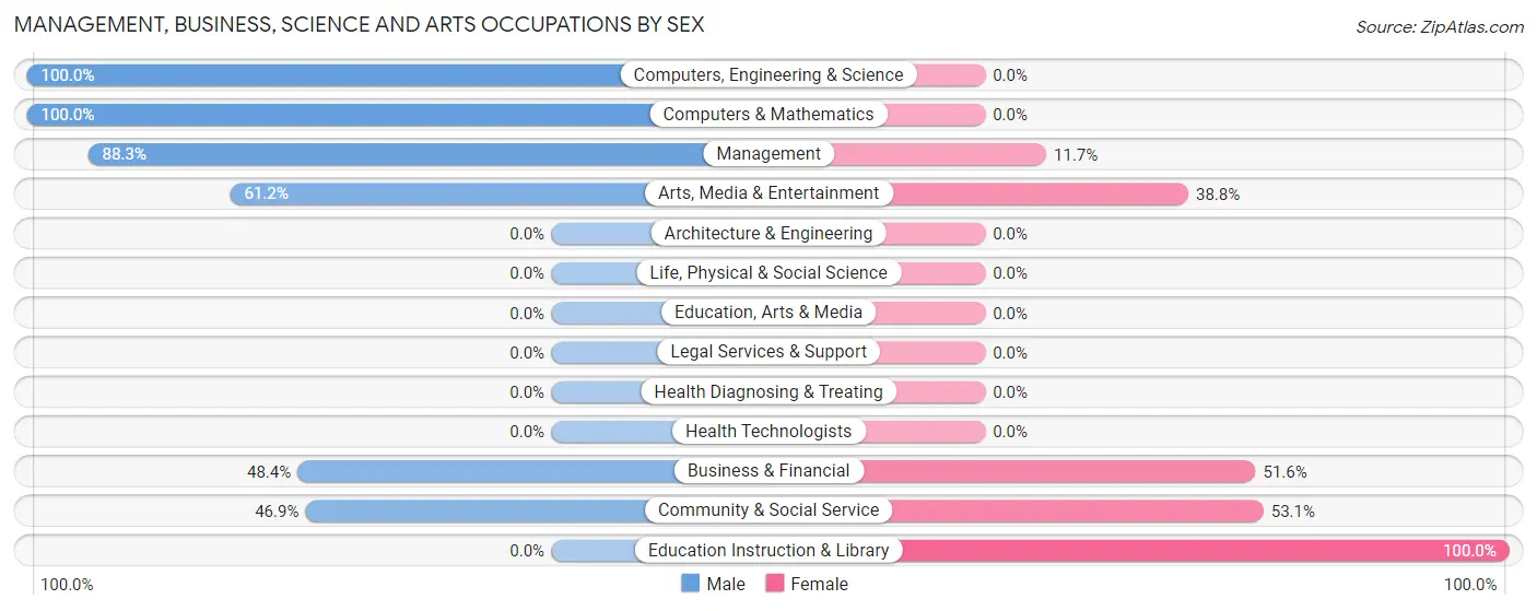 Management, Business, Science and Arts Occupations by Sex in Long Lake