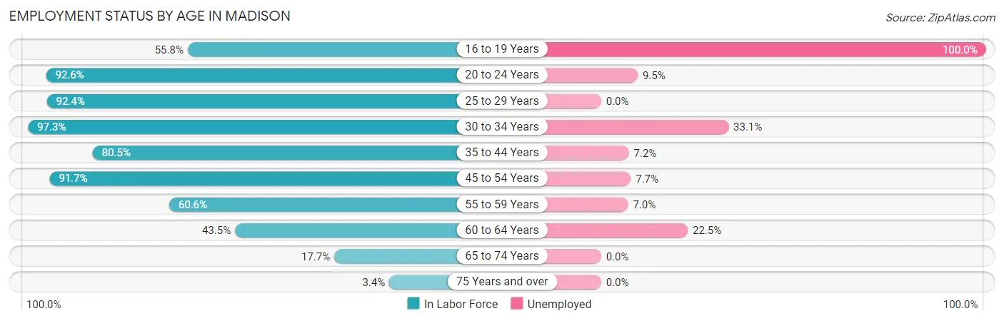 Employment Status by Age in Madison