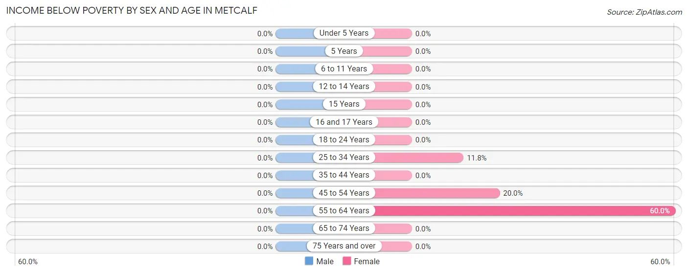 Income Below Poverty by Sex and Age in Metcalf